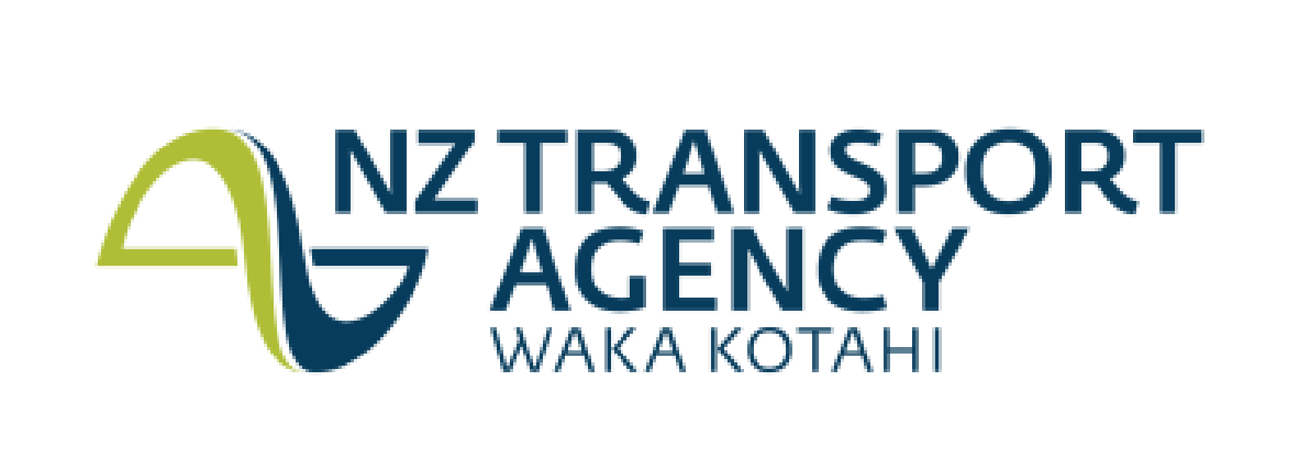 Logo of NZ Transport Agency Waka Kotahi with stylized road and bridge graphic.