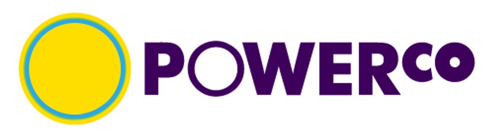 Powerco logo with a yellow circle and the company name in purple text.