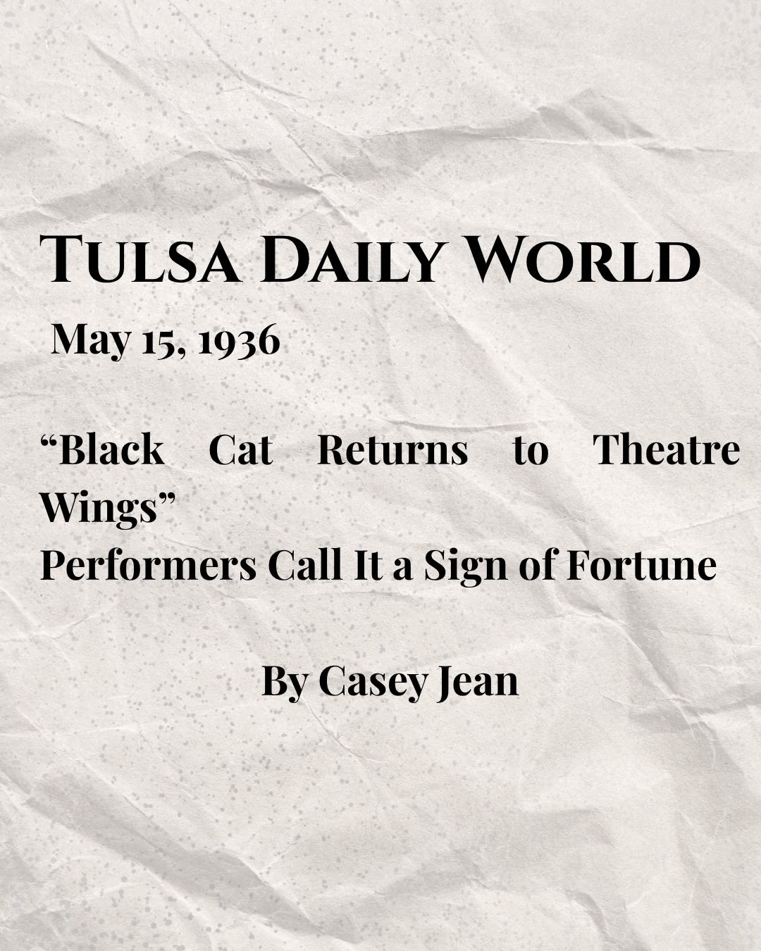 Tulsa Daily World
May 15, 1936

It wasn&rsquo;t the first time it had been seen.

And it wouldn&rsquo;t be the last.

Stay Curious, Tulsa. 🐈&zwj;⬛

#thingstodointulsa #tulsa #tulsacomedy #staycurious #theblackcattulsa