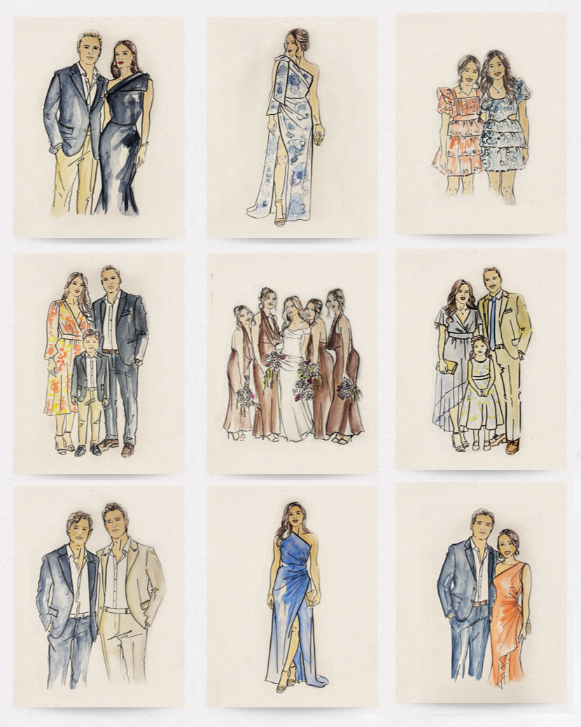 Collection of colour full-outfit guest portraits created for fashion, beauty and retail brand activations.