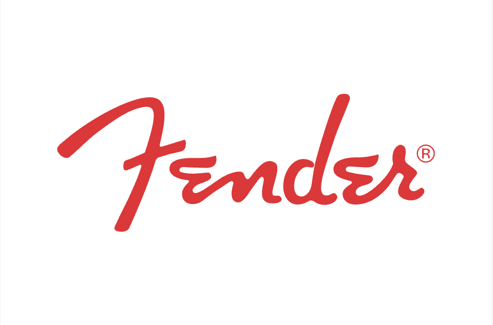 Fender logo in red on a white background.