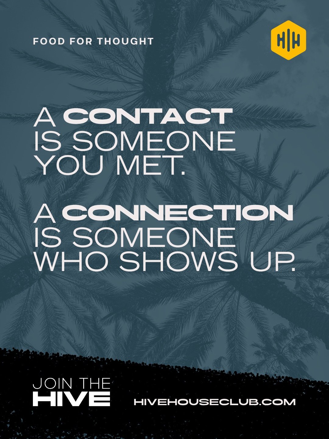 Your phone has hundreds of contacts. How many of them would take your call on a Tuesday afternoon just to help you think through a problem?

That's the gap most professional networks never close.

HIVE House was built to close it. Not by adding more 