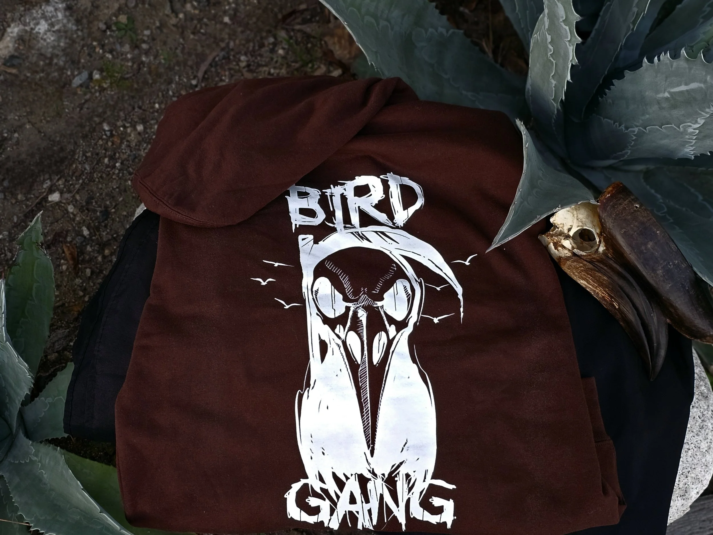Bird Gang Hoodie-BROWN