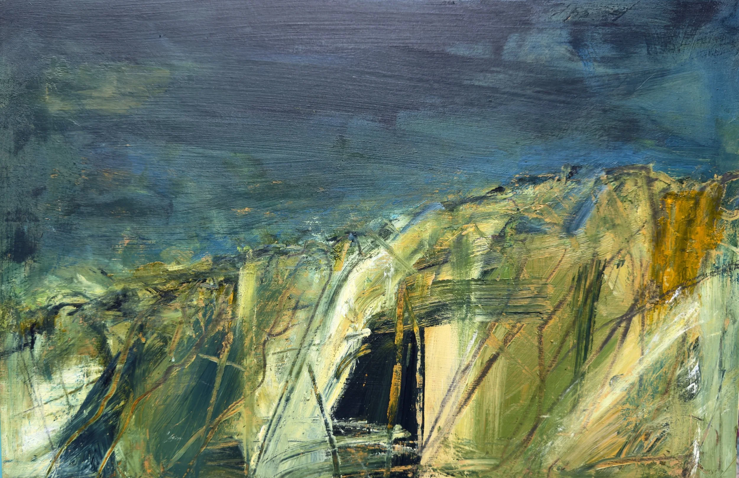 "I miss the Ko'olaus I"- Acrylic, Pencil on wood. 