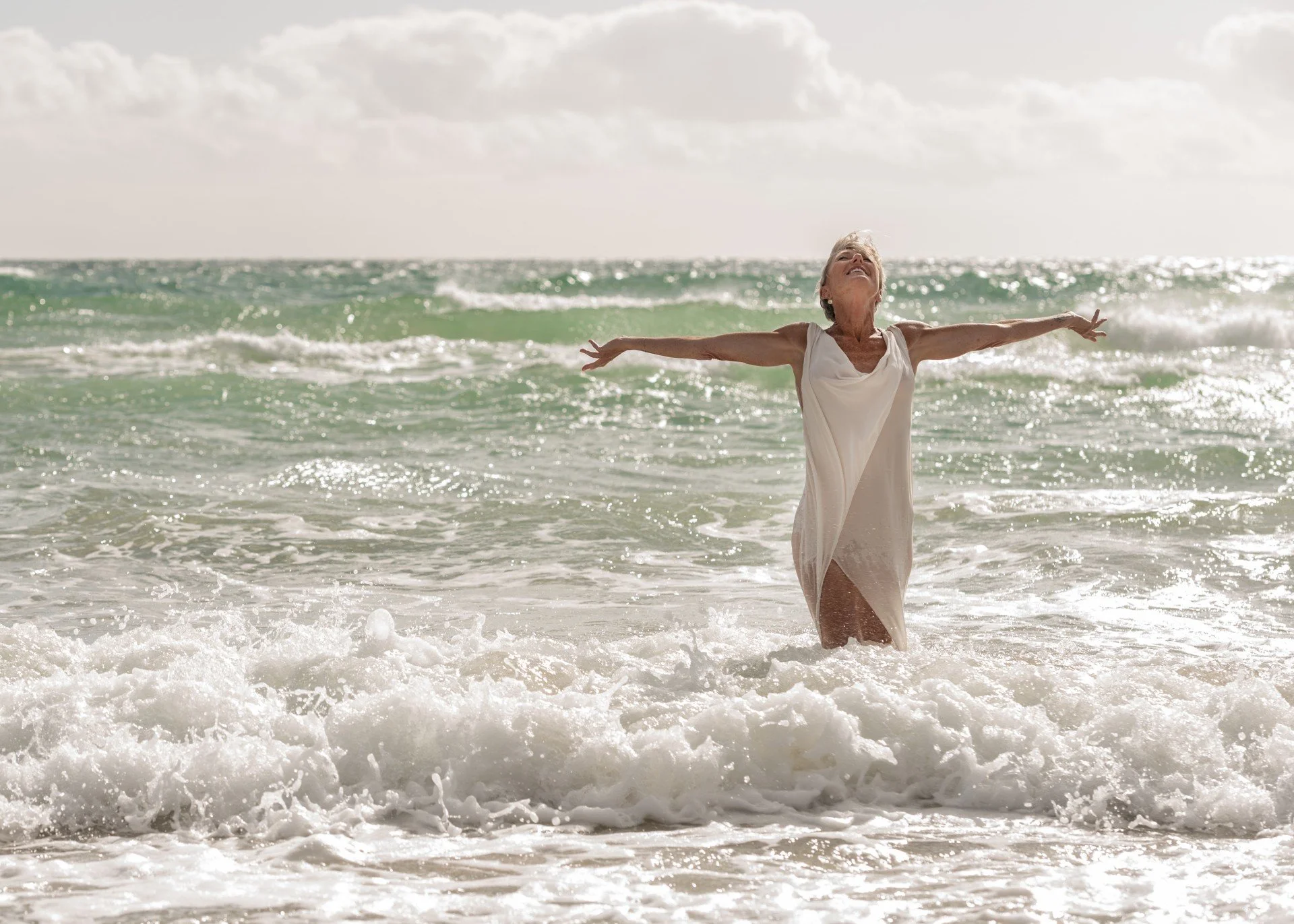 Liesl at beach standing
