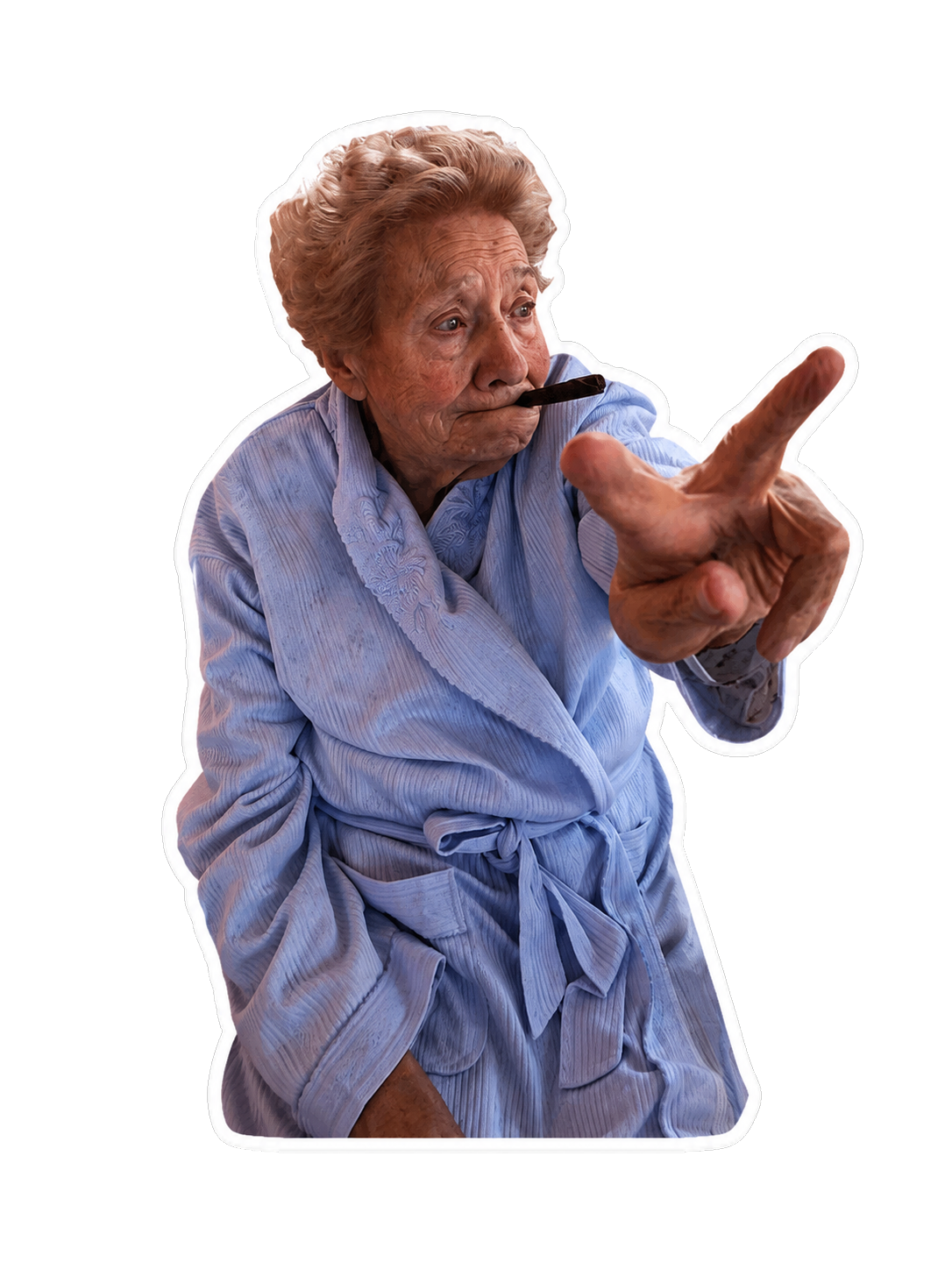 Illustration of Davide's grandmother with a cigar