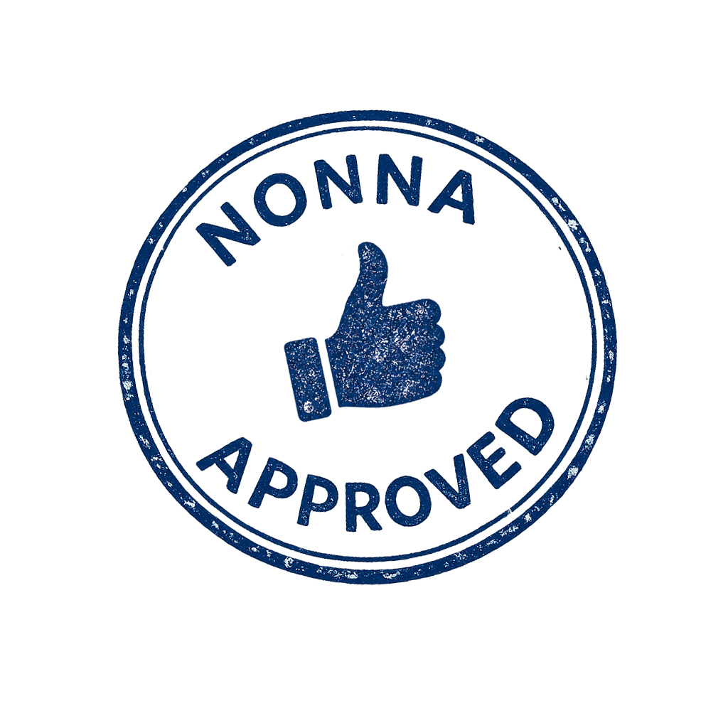 Nonna Approved stamp with a thumbs-up symbol
