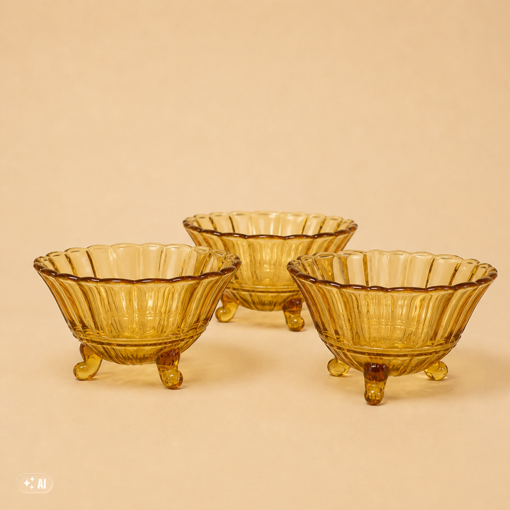 Amber Candy Dishes (Set of 3)