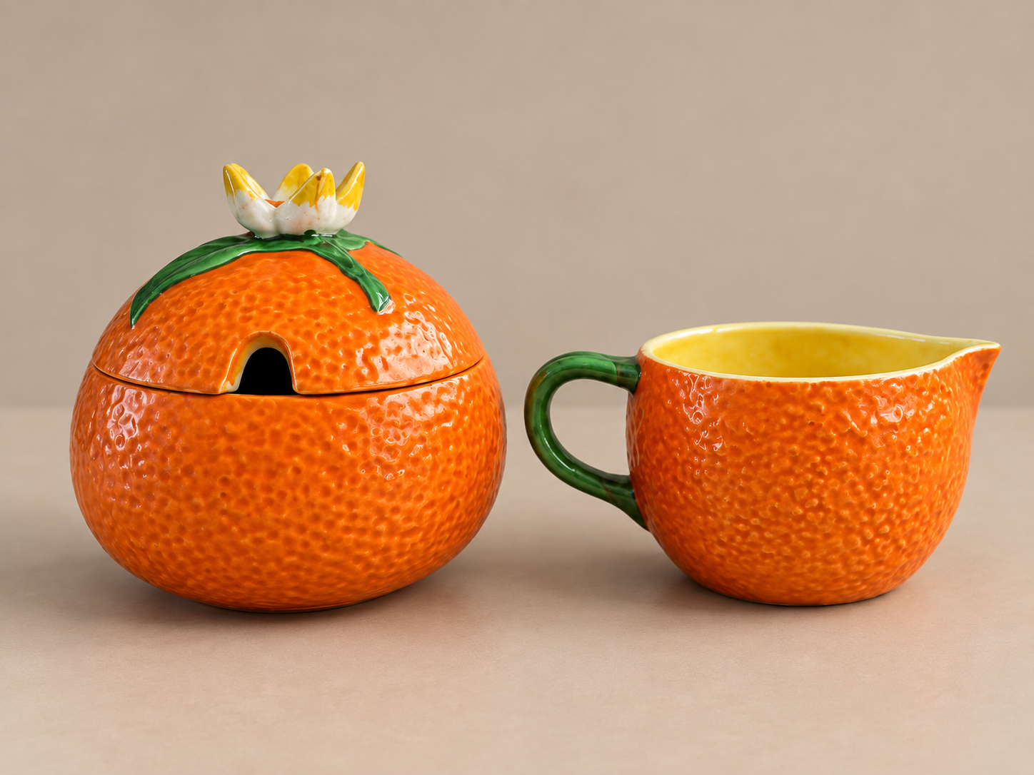 Carlton Ware Orange-Themed Pot &amp; Cream Jug