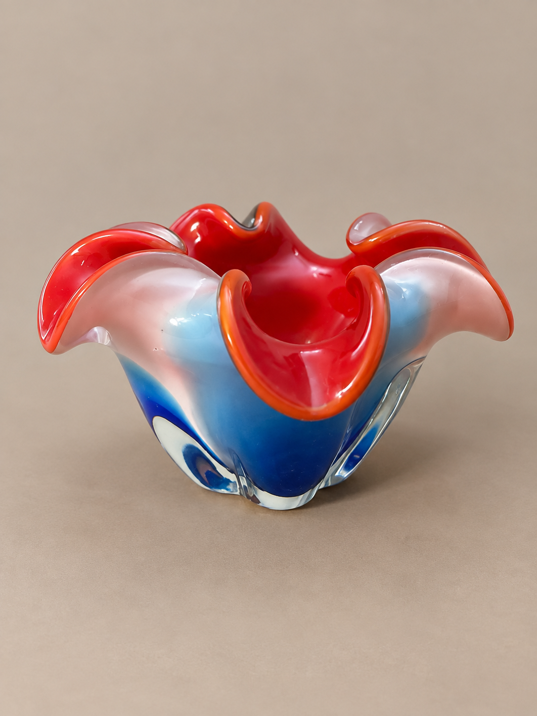 Murano Art Glass Ruffled Bowl