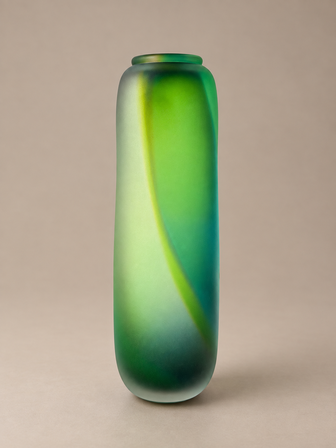 Green Satin Glass Vase