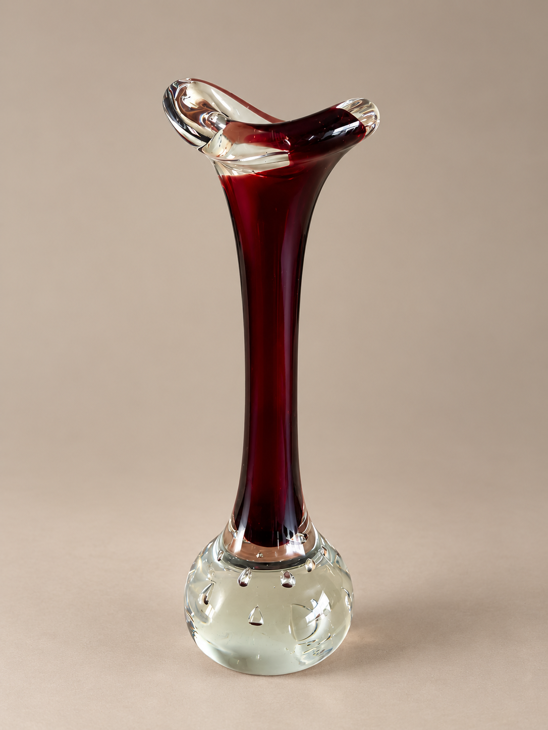 Ruby Red Art Glass Bud Vase