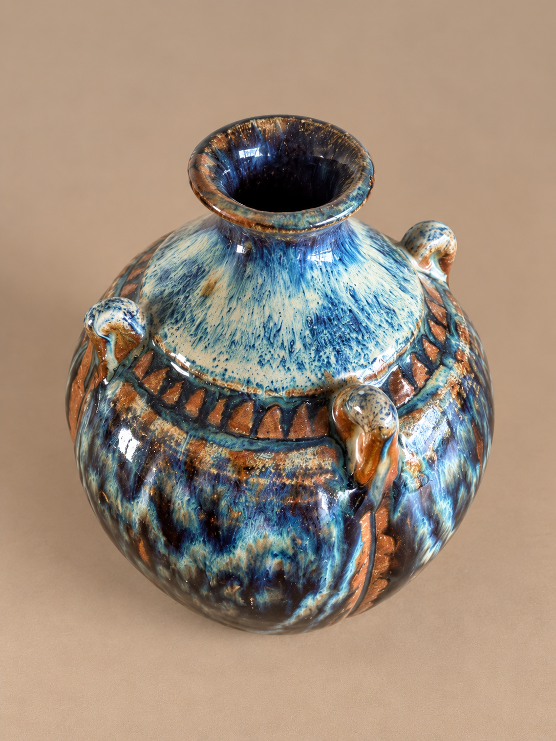 Glossy Multicolor Artisan Ceramic Vase.png