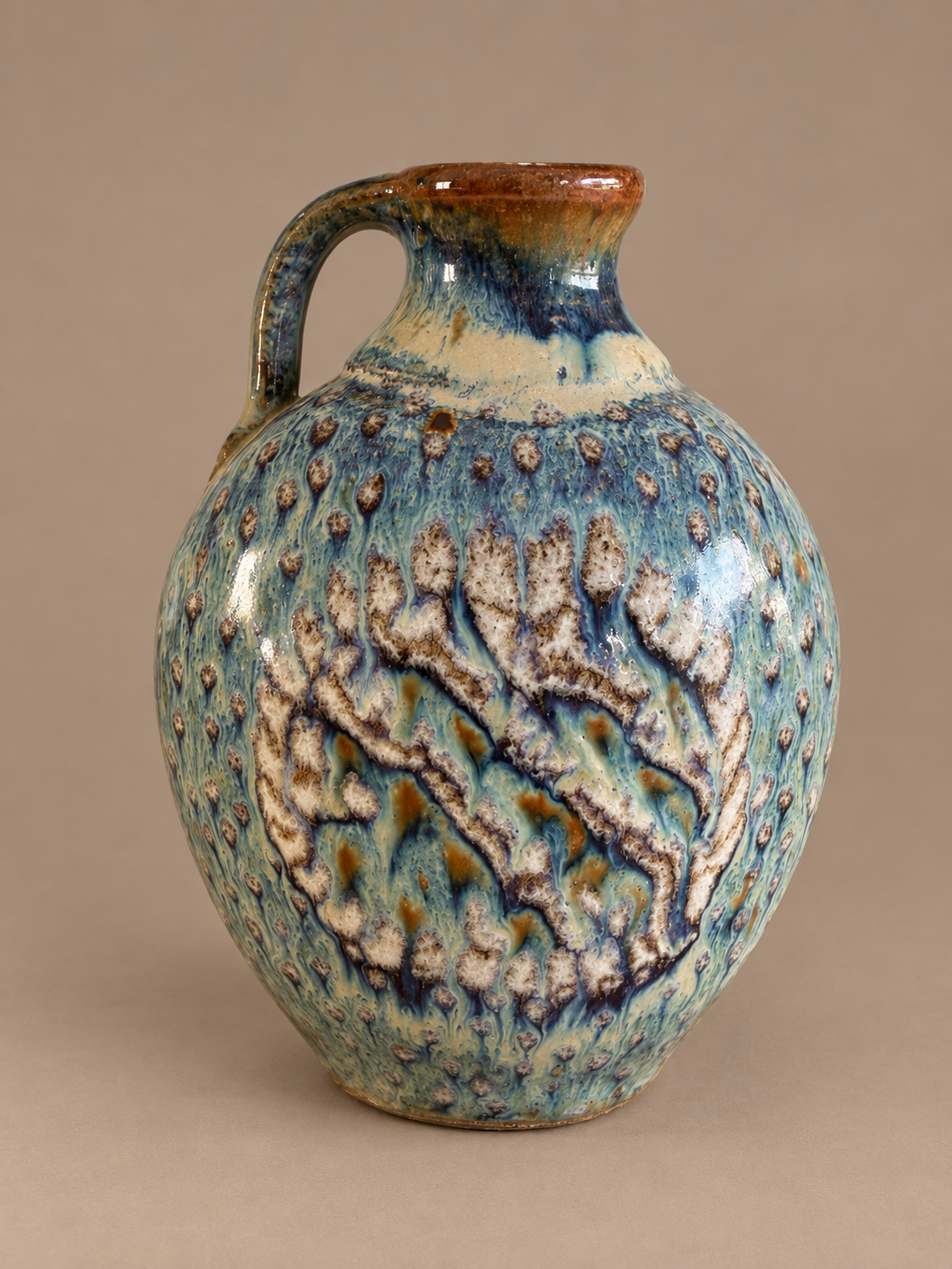 Jano Clarke Blue Glazed Vase with Decorative Loops