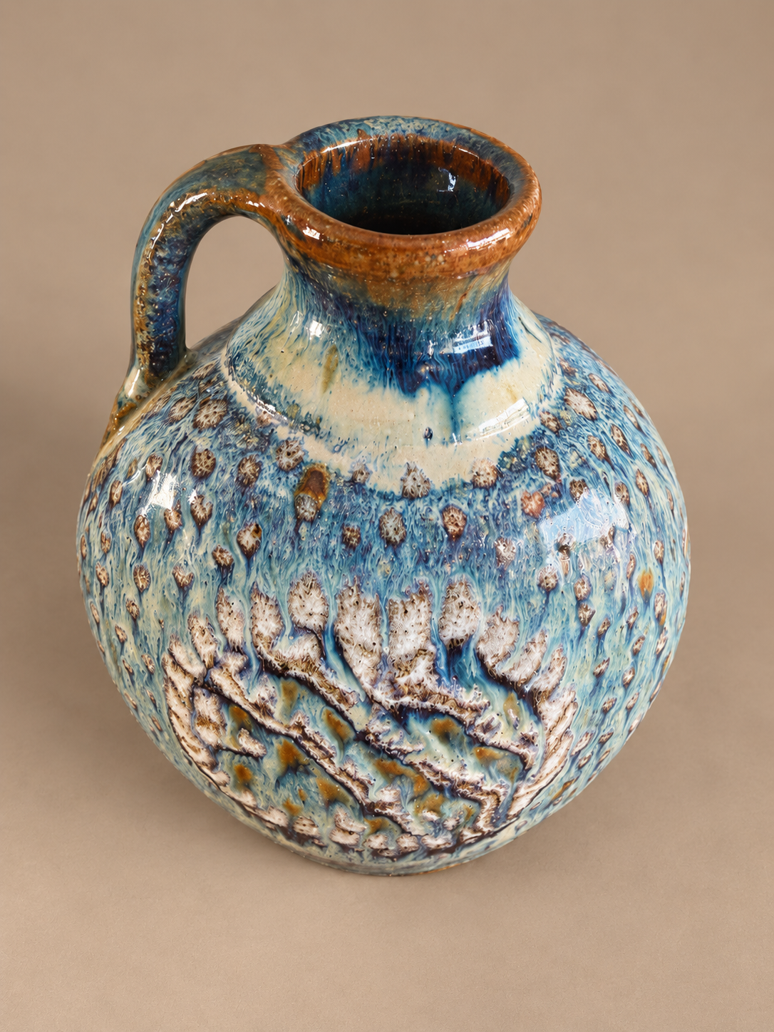 Glazed Coral-Pattern Ceramic Jug.png