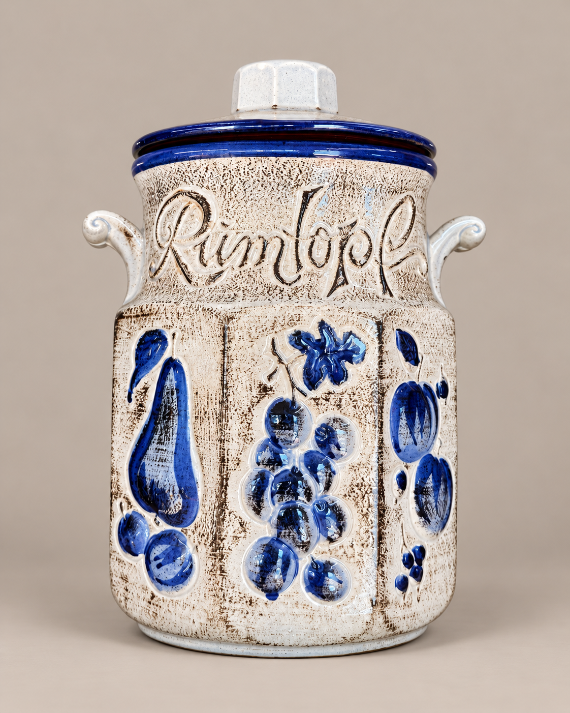West German Rumtopf Jar – Cobalt Blue &amp; Cream