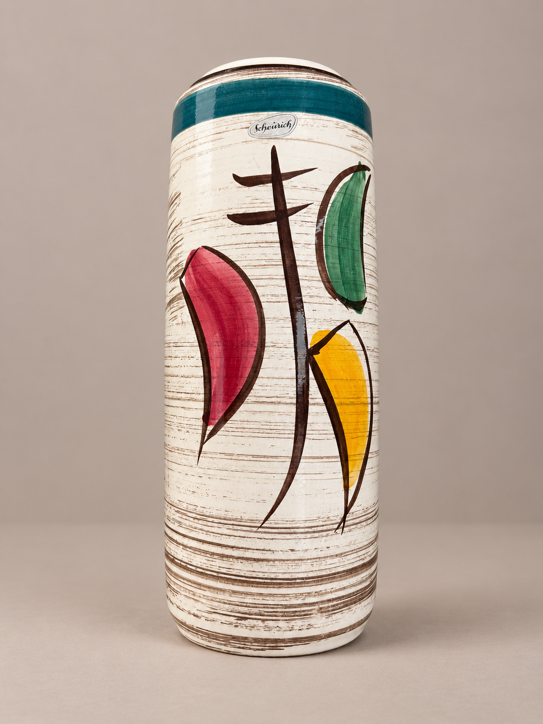 Scheurich West German Pottery Vase – Abstract Floral Design