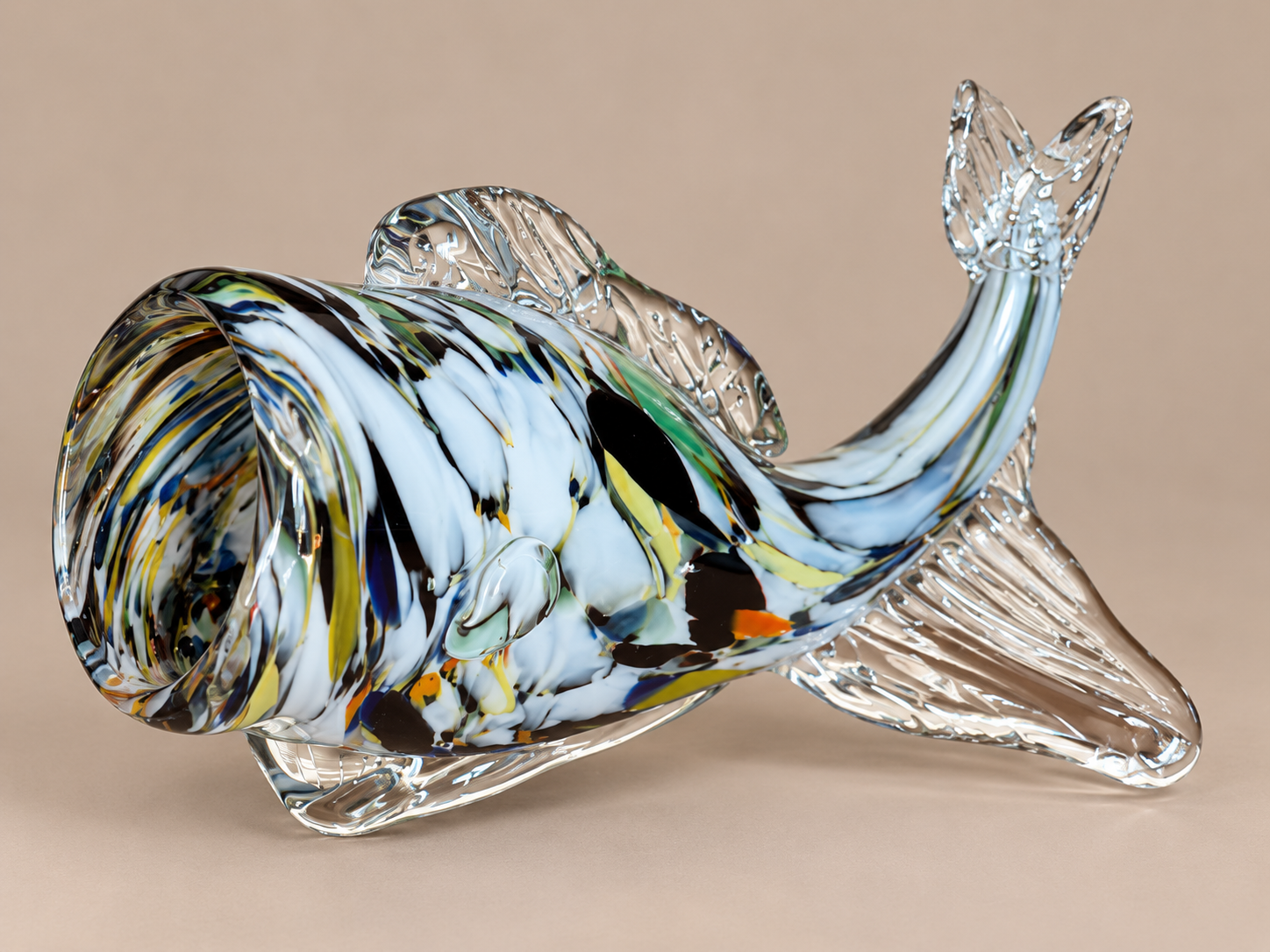Multicoloured Art Glass Fish Sculpture – Murano Style
