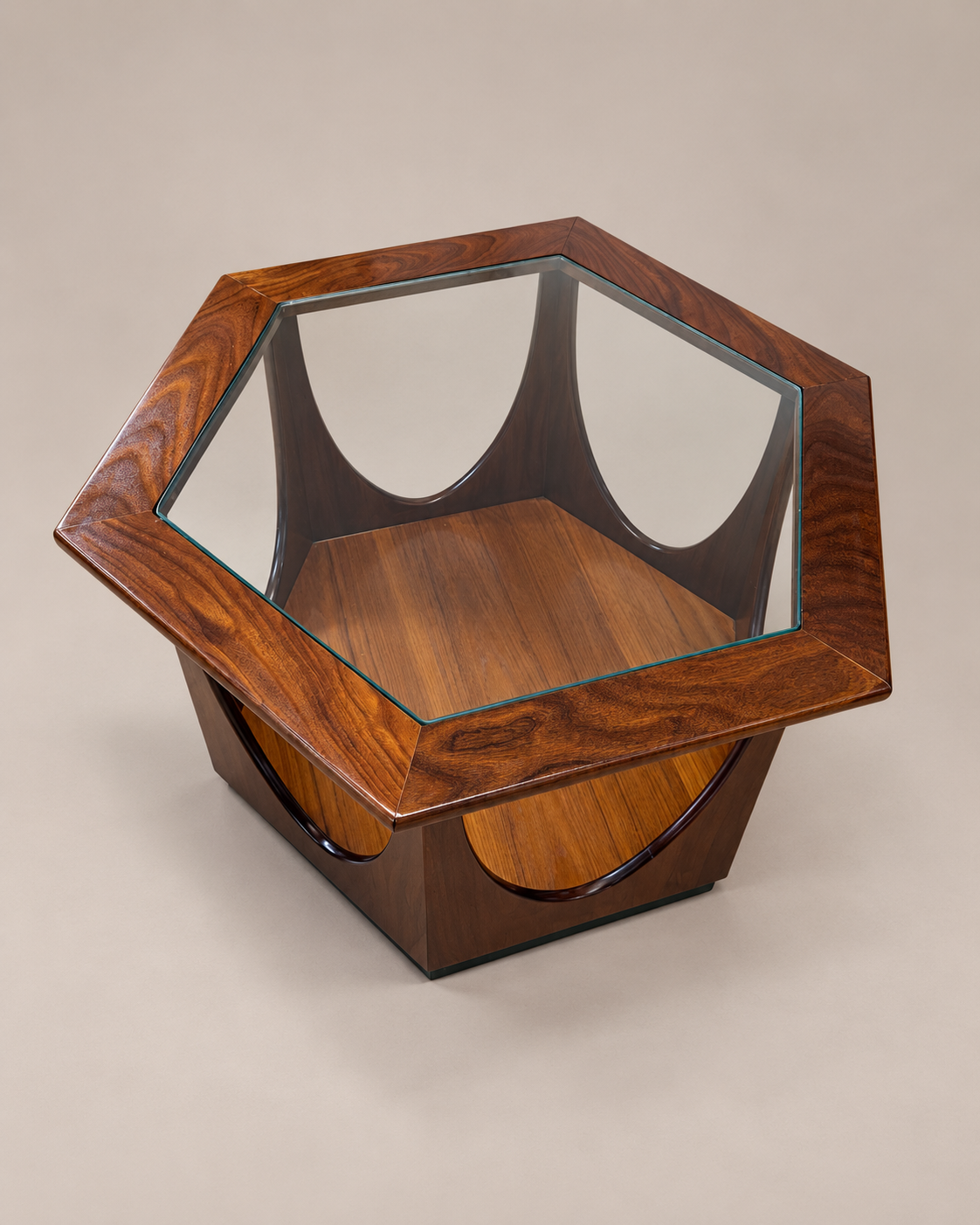 Hexagonal Walnut Glass Coffee Table (1).png