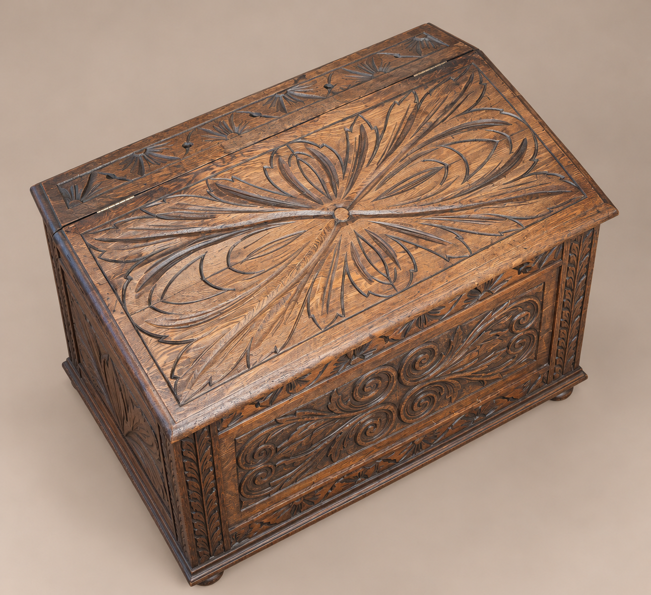 Ornate Antique Carved Wooden Chest.png