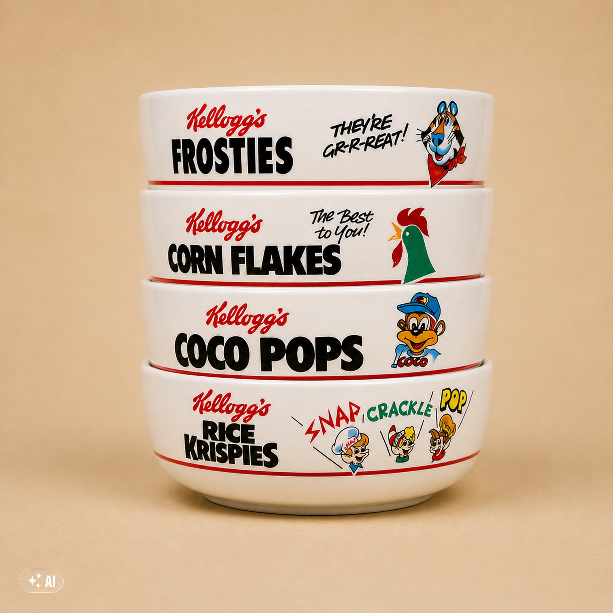 1987 Kellogg’s Nostalgic Cereal Bowls (Set of 4)