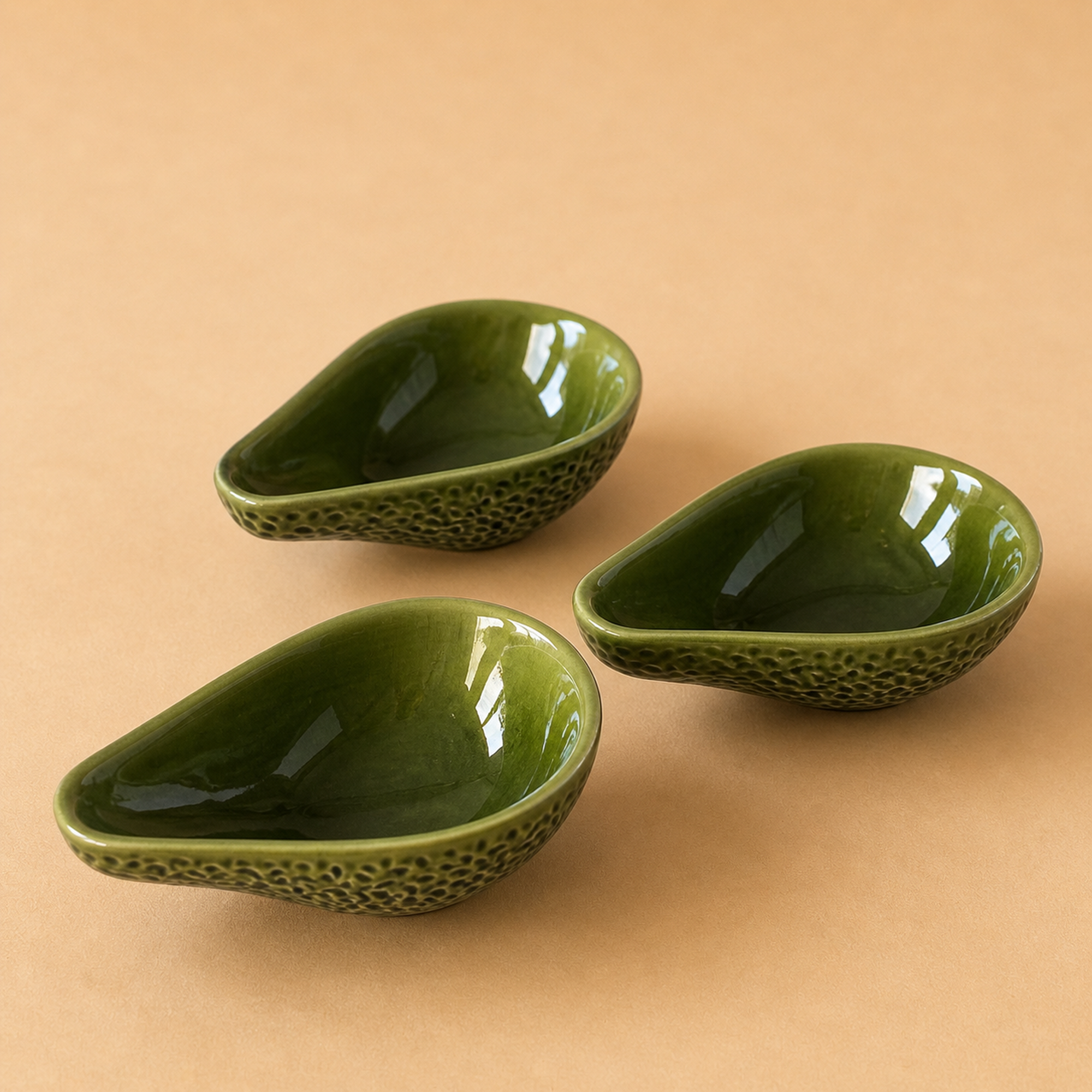 Silea green ceramic dishes (set of 3)