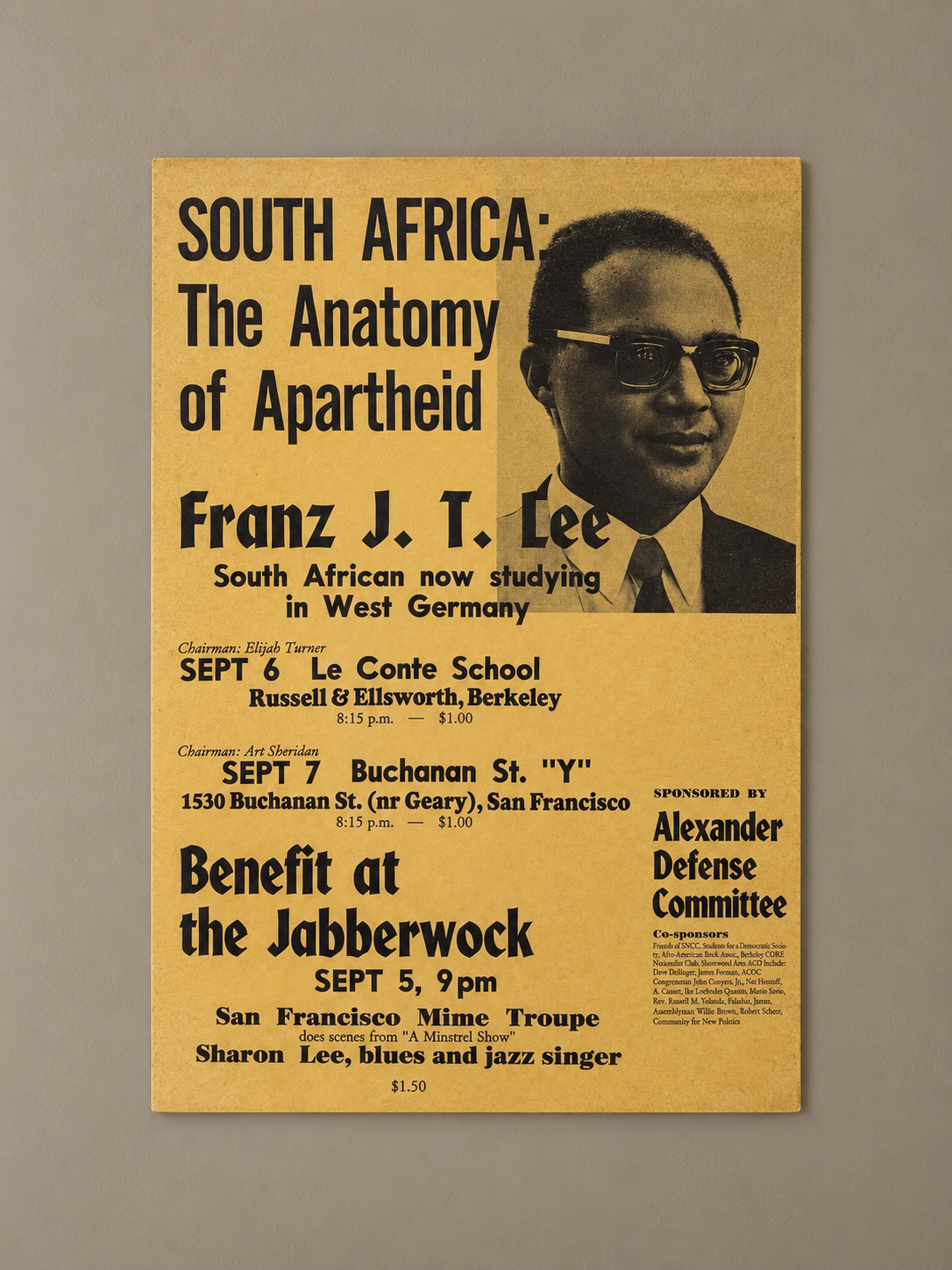 “South Africa: The Anatomy of Apartheid” Lecture &amp; Benefit Poster