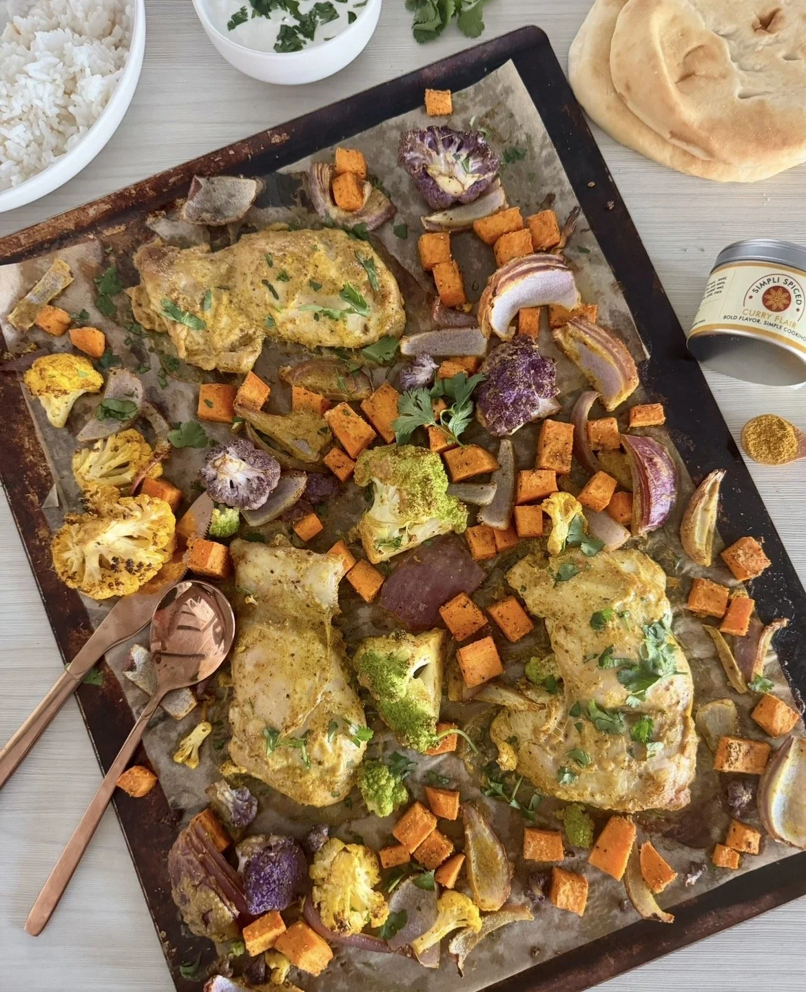 Sheet Pan Curry Chicken and Vegetables (or chickpea version)