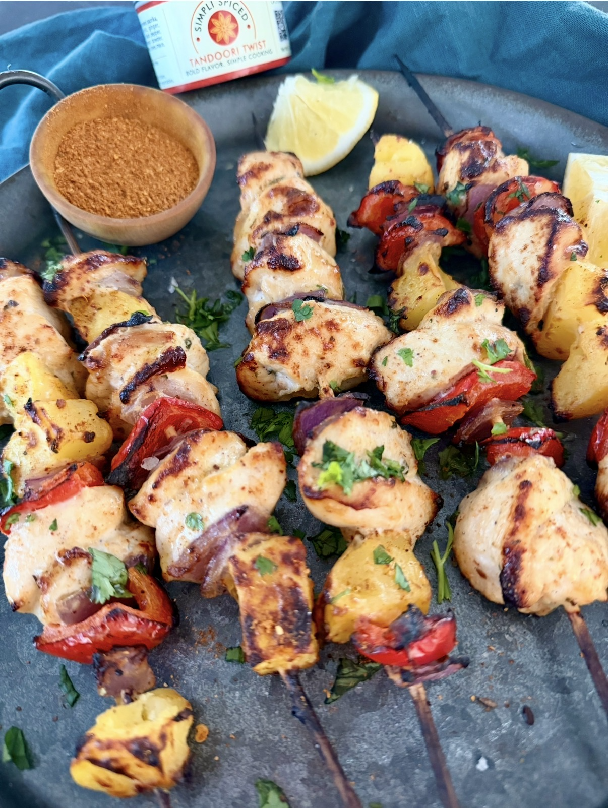 Air Fryer Tandoori Chicken &amp; Vegetable Kebabs