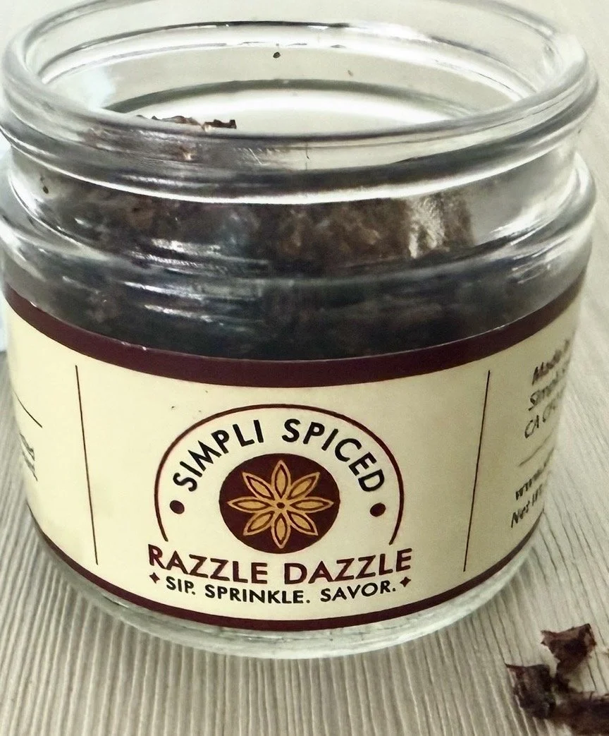 Razzle Dazzle red wine salt in a glass jar by Simpli Spiced