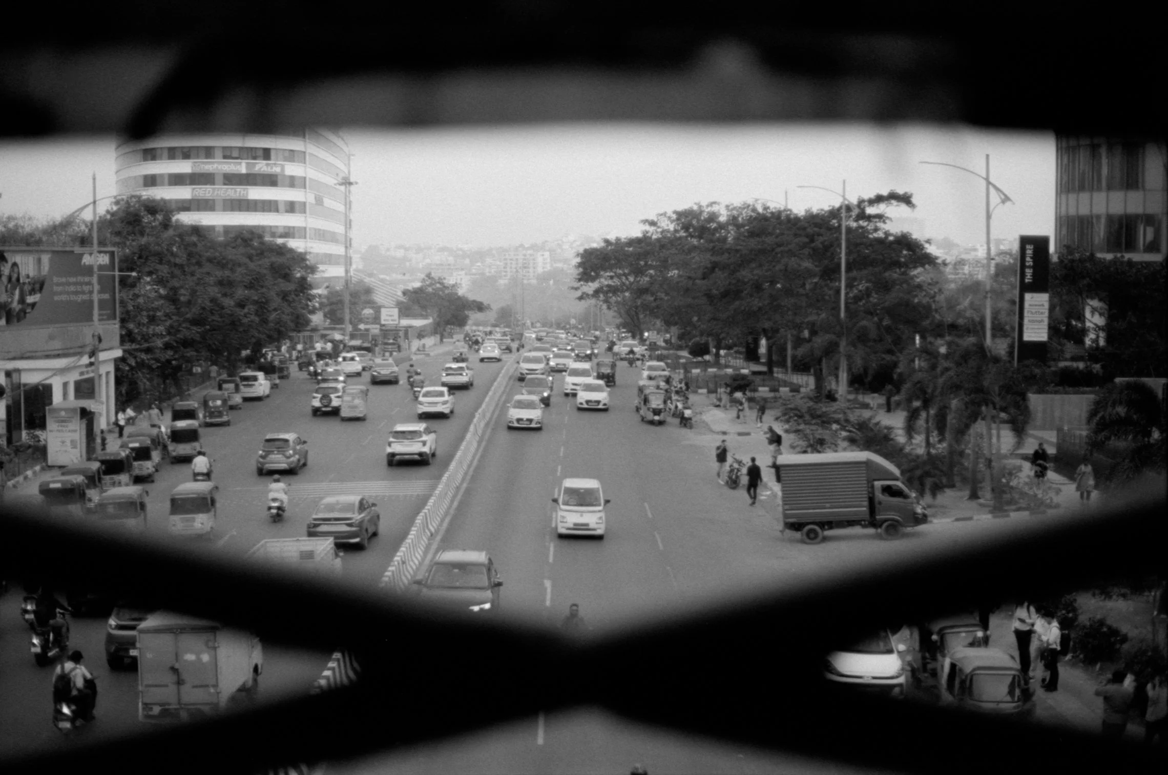 Inorbit mall road view from over the top bridge