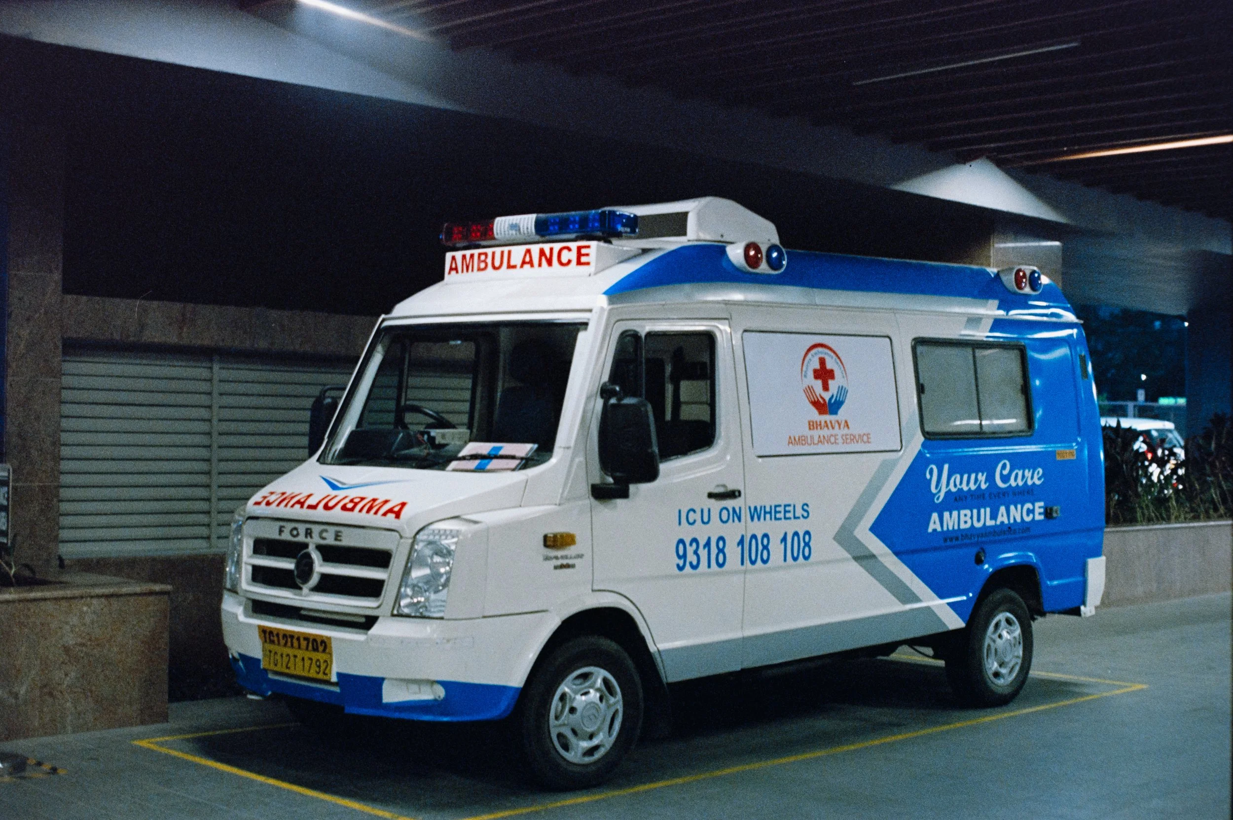 Parked Ambulance - Shot at night