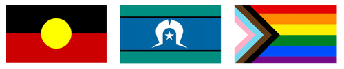 Aboriginal, Torres Strait Islander and Progress Pride flags