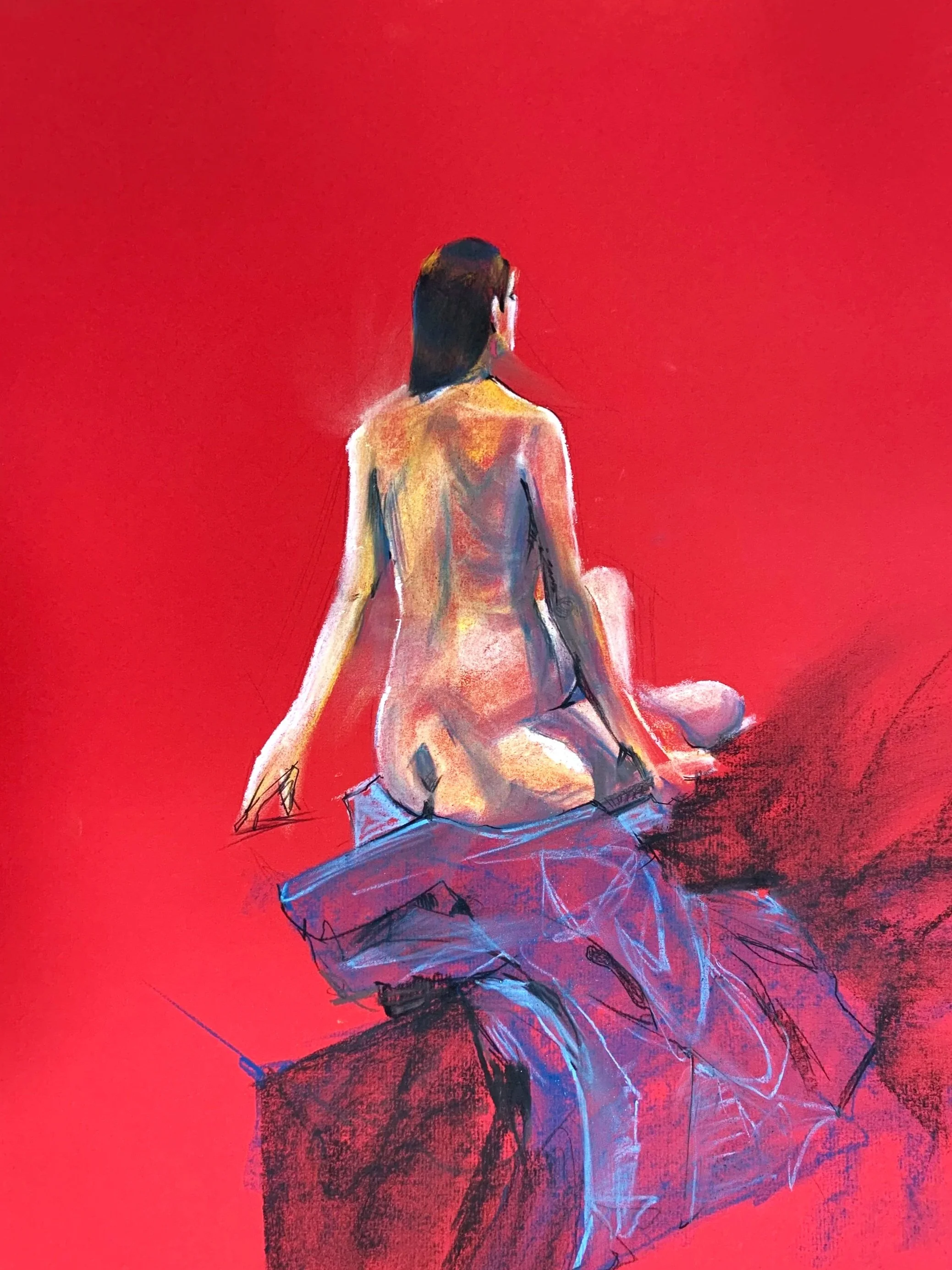 Sketch of a Nude-01, Pastel on Paper, 2020