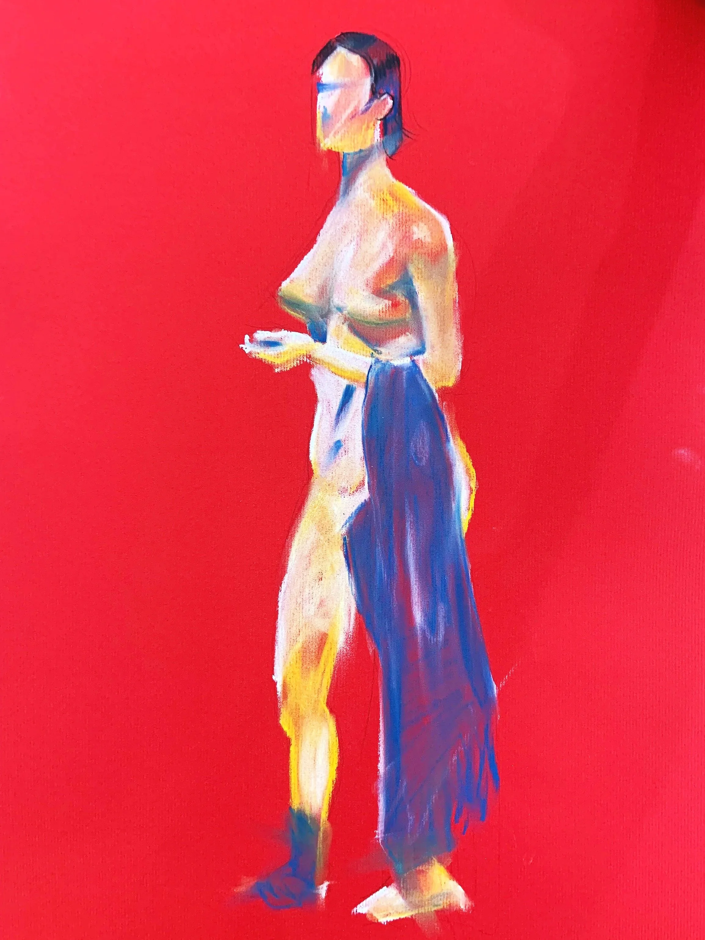 Sketch of a Nude-03, Pastel on Paper, 2020