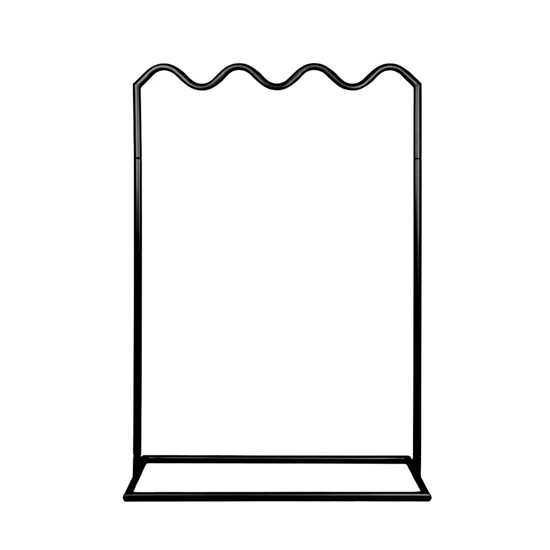 Black metal decorative wavy sign