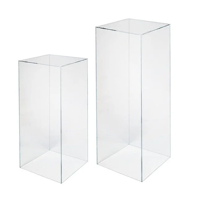 Clear square cake plinths