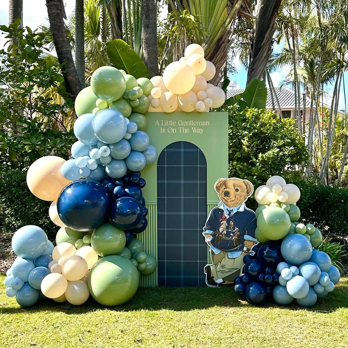 Ralph Lauren Polo Bear themed baby shower backdrop