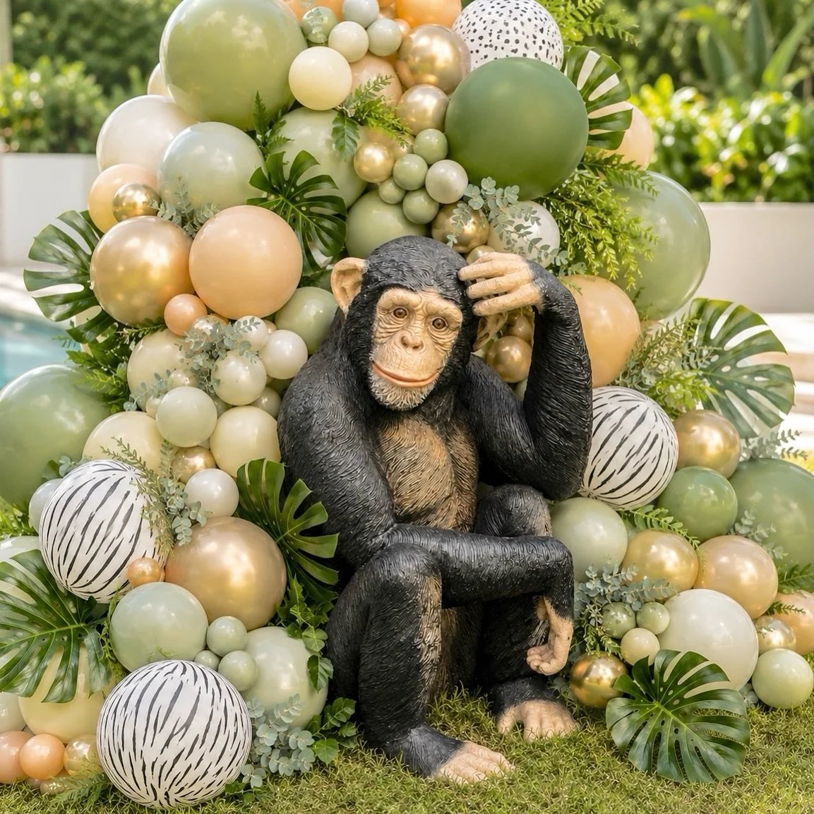 Calling all party animals who are ready to celebrate a Wild One! 🐒

Charlie monkeying around at the party 🐒🌿

Our life-size sitting monkey prop brings a playful touch to safari and jungle-themed celebrations and looks especially gorgeous styled wi