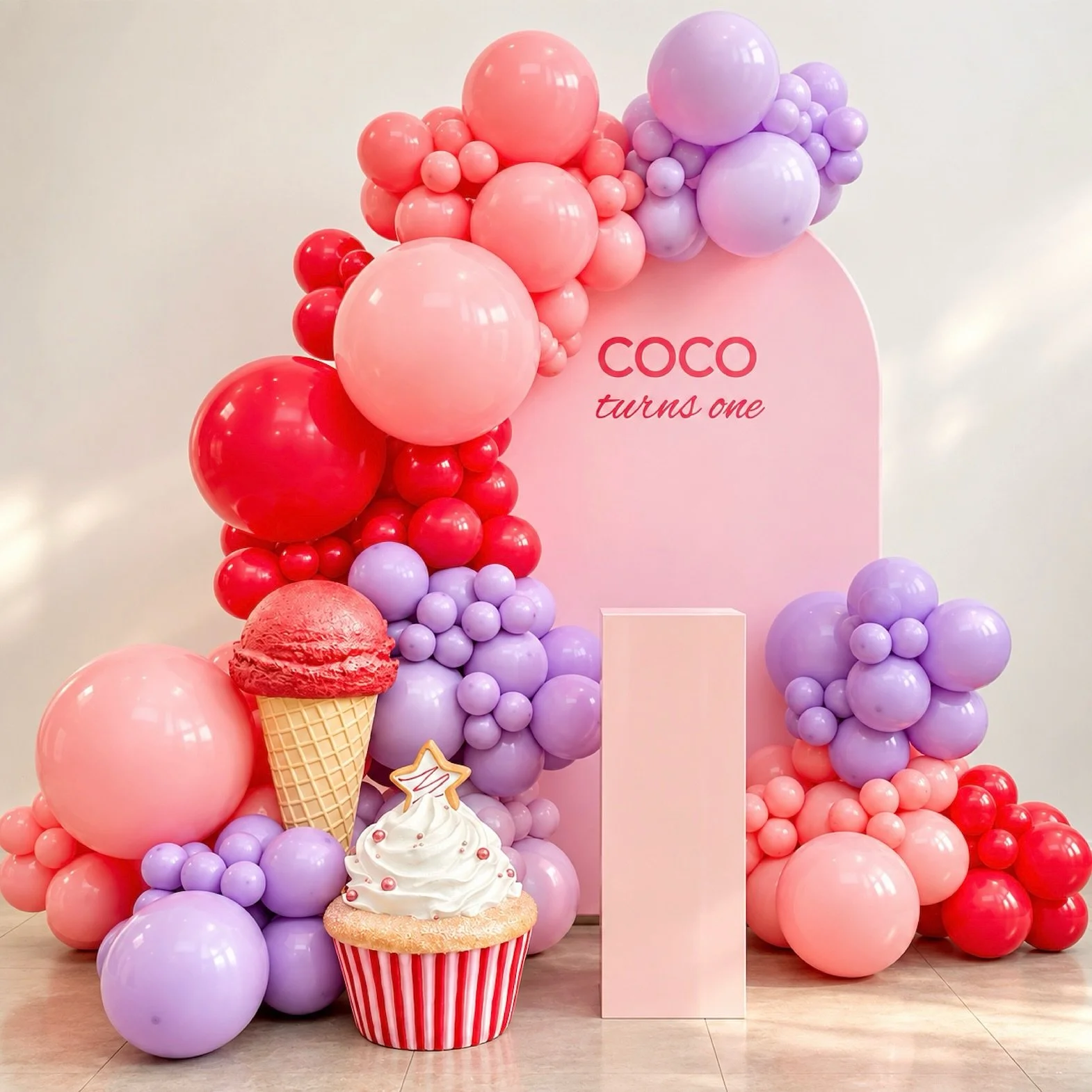 SWEET ONE 🎈🧁

The sweetest setting for Coco&rsquo;s First Birthday 🤍

For this gorgeous Sweet One Birthday theme, we paired our soft pink arch backdrop with a beautiful organic balloon installation and two of our sweetest life-size party props ~ ?