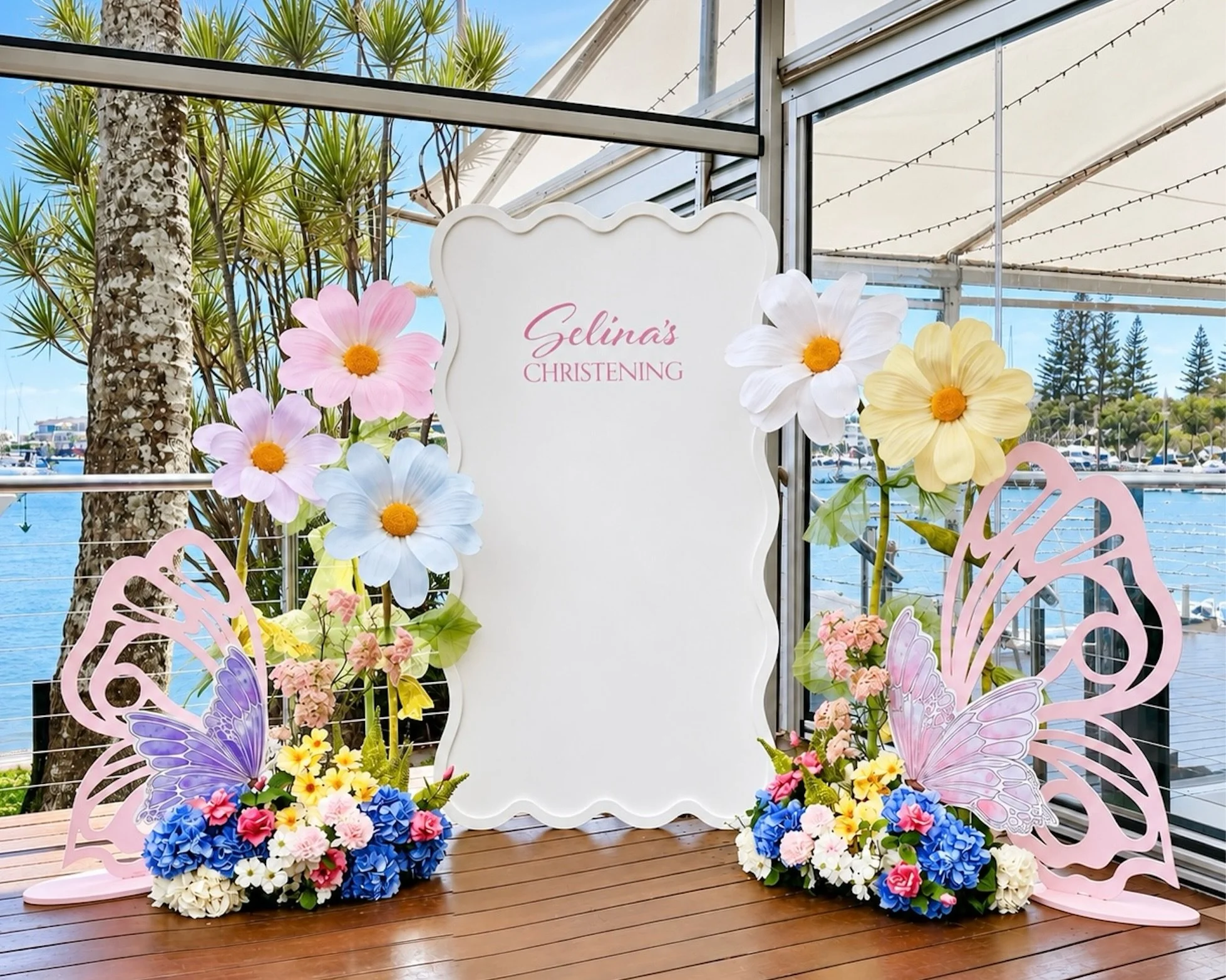 From a Floral Christening to a Fairy First Birthday 🌸🦋

One beautiful setting, &rarr; two magical ways to style and celebrate them.

Our giant flower props, delicate butterfly floral floor arrangements paired with our Marisol wavy backdrop or our w