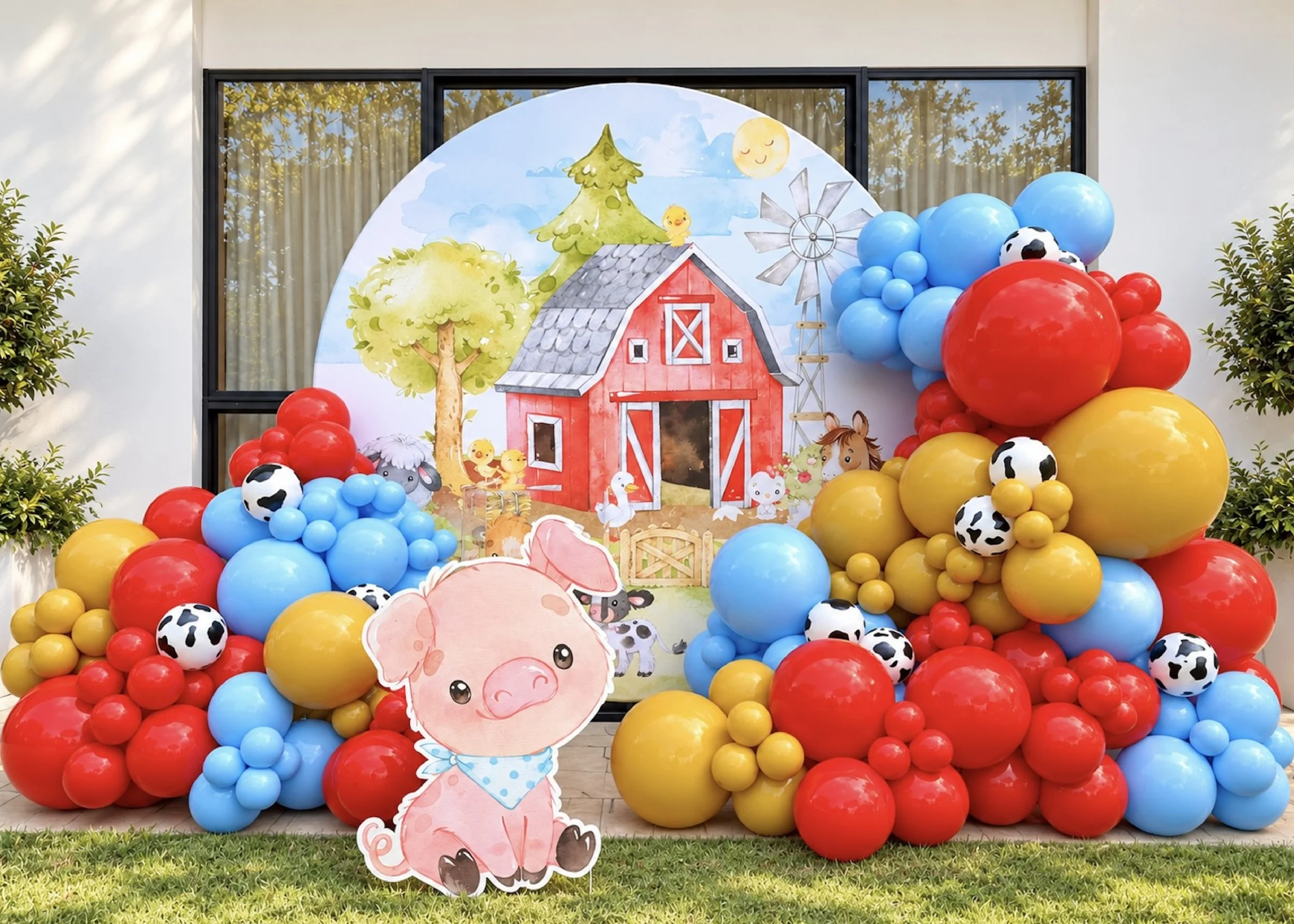 Barnyard Party Theme - Farm Animal Backdrop - Balloons - Kids Party Hire - Print Candy.jpg