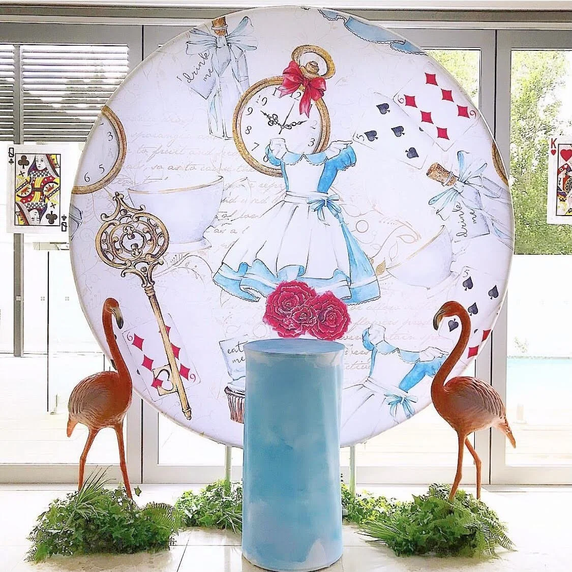 Alice in Wonderland themed party backdrop