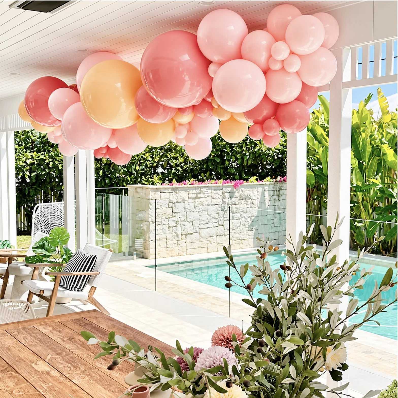Pastel Balloon Poolside Patio - alloon Arch Entrance - Entrance Balloons - Balloon Garland - Paula in Hawthorne, Gold Coast - Print Candy.jpg