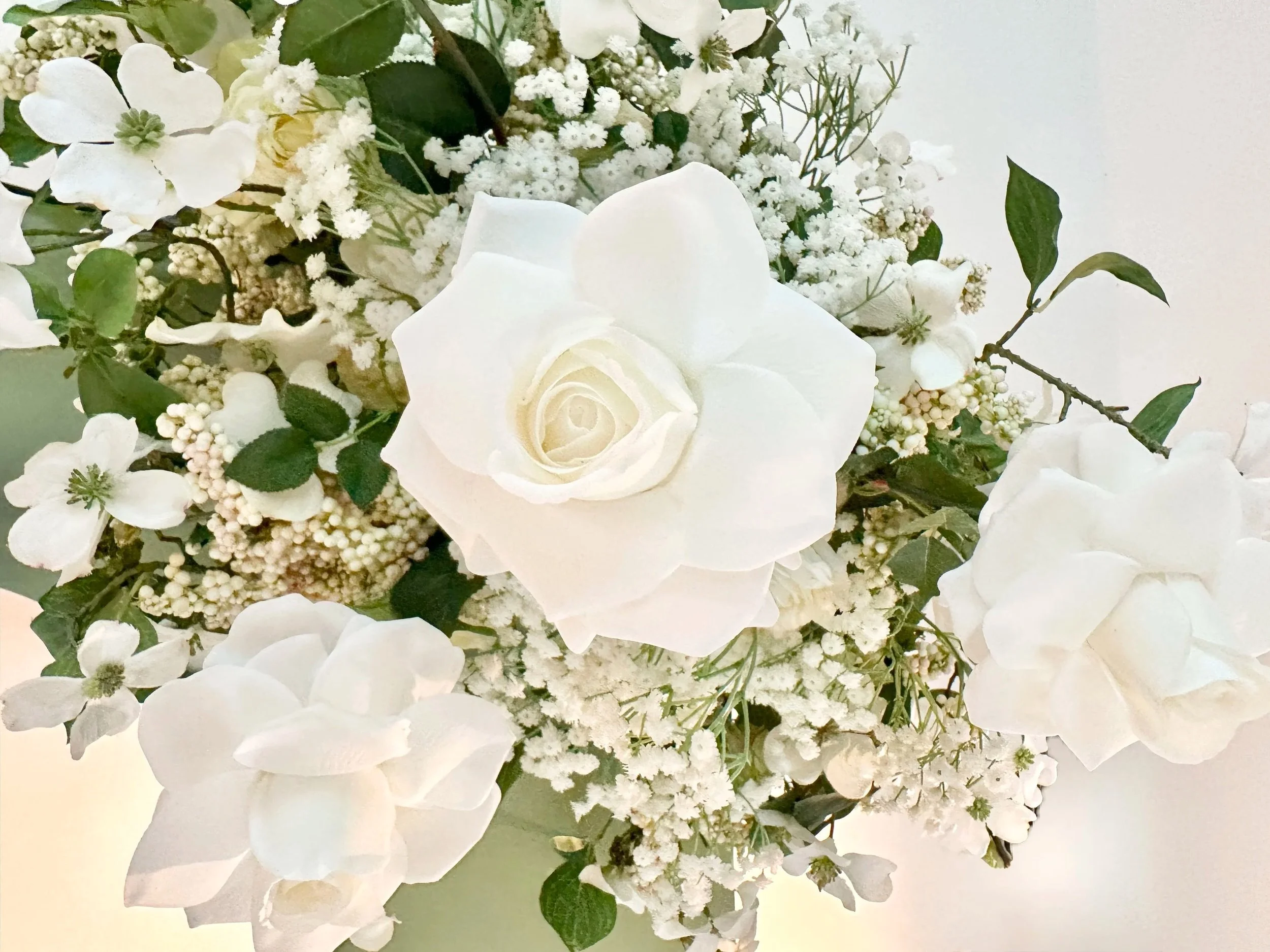 White rose backdrop flowers