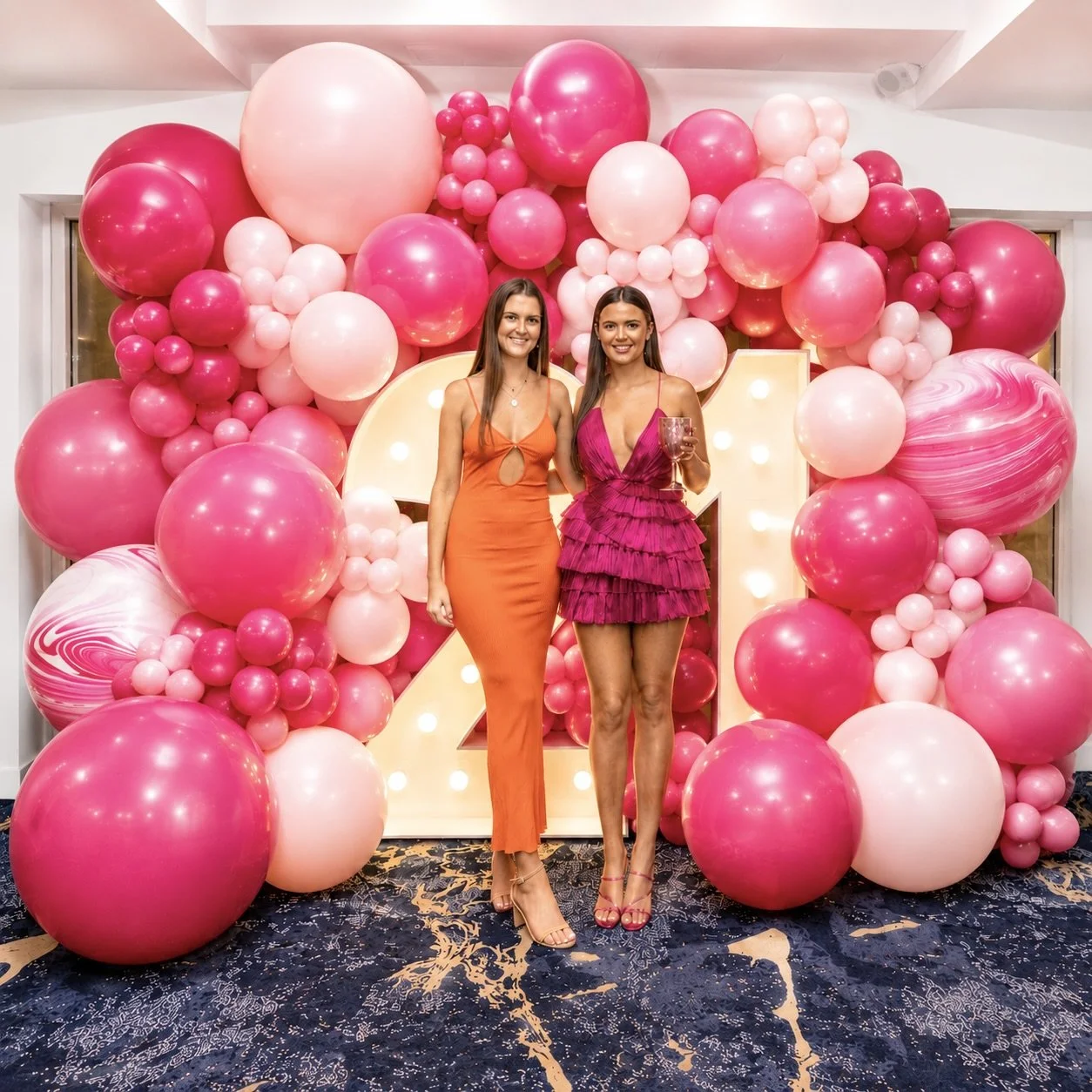 21st Birthday - Pink Balloon Wall - Light Up Number 21 - Print Candy.jpeg