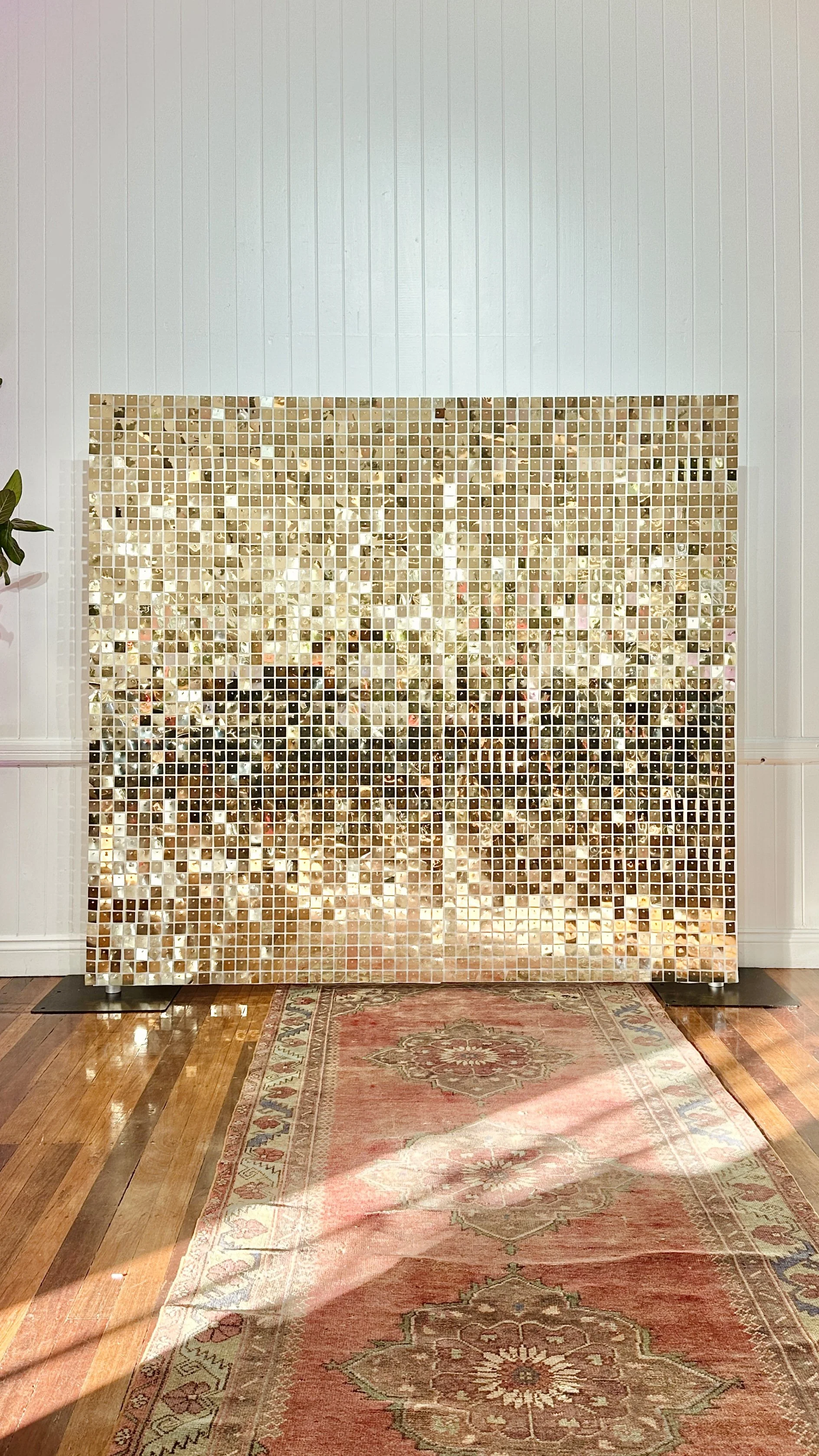 Champagne Gold Shimmer Wall for hire at Print Candy.JPG