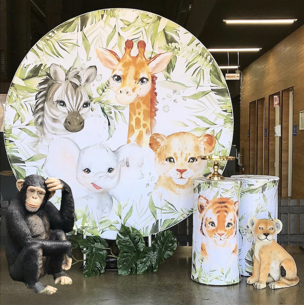 Jungle Safari Backdrop with monkey and lion cub.jpg.jpg