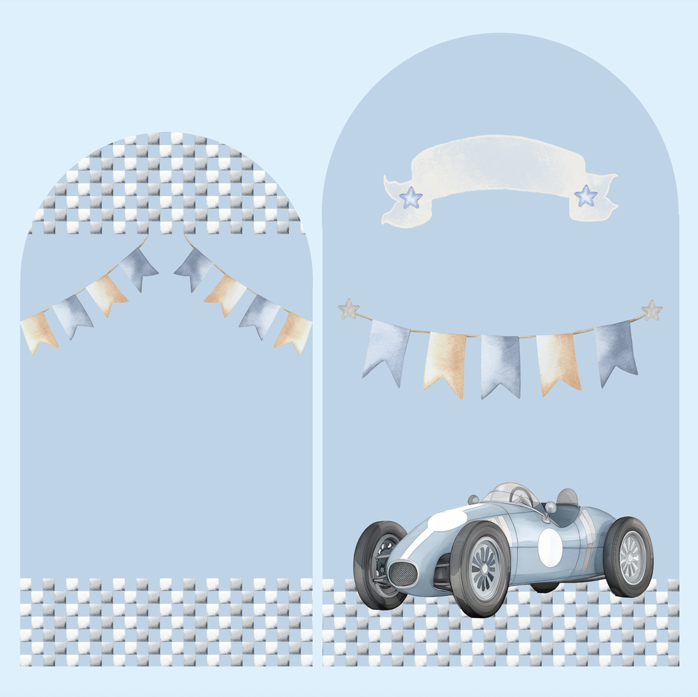 Racing car themed arch party backdrops