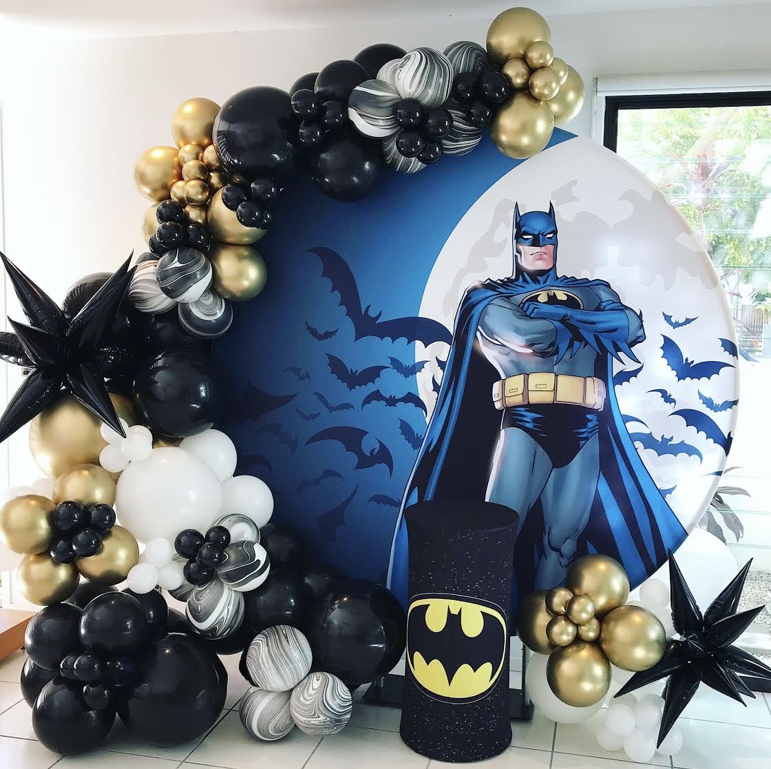 Batman themed superhero birthday backdrop